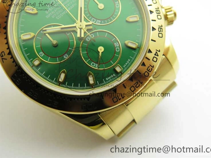 KKF Steel YG Dial Best 904L Edition 1:1 Green Bracelet YG Daytona on A7750 0410